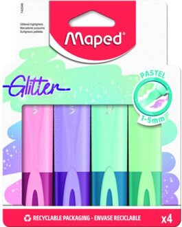 Maped markeerstiften assorti 4 kleuren fluo peps glitter pastel