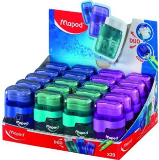 Maped puntenslijper connect met gum translu , 2-gaats, assorti