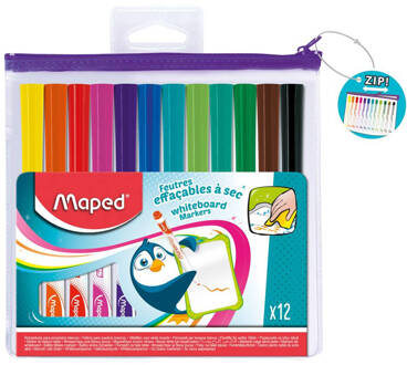 Maped Viltstift Maped whiteboard blister a 12 stuks ass Wit