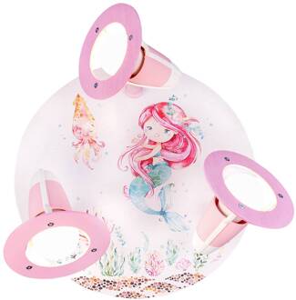 Mara zeemeermin plafondlamp, wit/roze, Ø 29 cm, E14 wit, roze