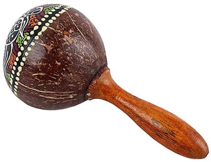Maraca Coconut Shell Cabasa Shaker Gourd Shaker Rattle Orff Musical Instruments Rattle Tool Kids Toy Maraca Ethnic Pattern