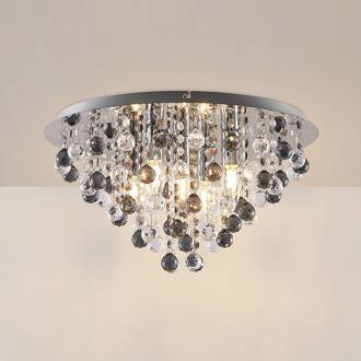 Maram plafondlamp met acrylbehang, rond helder, rookgrijs, chroom