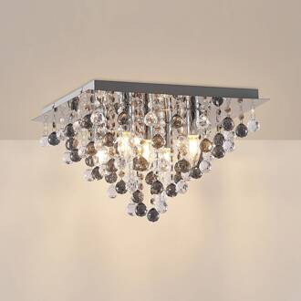 Maram plafondlamp met hanglamp van acryl, hoekig helder, rookgrijs, chroom