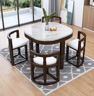 Marble dining table with 4 chairs set combination simple modern small apartment home kitchen furniture