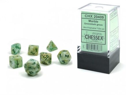 Marble Mini-Polyhedral Green/donkergroen Dobbelsteen Set (7 stuks) Multikleur