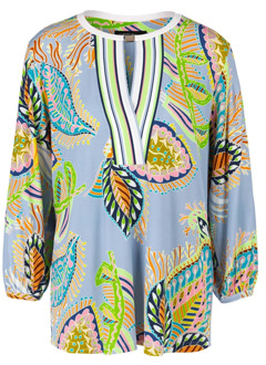 Marc Cain Elegante A-lijn blouse met pofmouwen Marc Cain , Multicolor , Dames - Xl,L,M,S