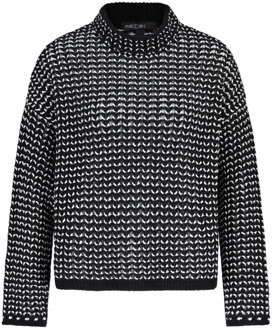 Marc Cain Grofgebreide pullover met tweekleurig design Marc Cain , Black , Dames - Xl,L,M,S,Xs
