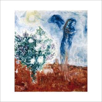 Marc Chagall - Die Liebenden üBer St.paul Kunstdruk 70x70cm