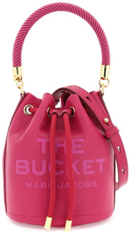 MARC JACOBS Ingedrukt Logo Leren Bucket Bag Marc Jacobs , Pink , Dames - ONE Size