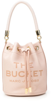 MARC JACOBS Leren Bucket Tas met Tekst Slogan Marc Jacobs , Pink , Dames - ONE Size