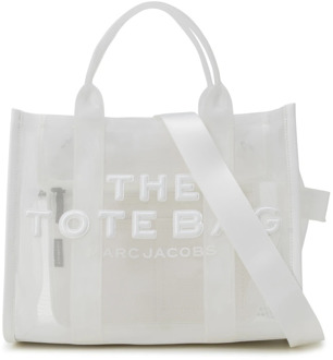 MARC JACOBS Middelgrote Witte Tote Tas met Mesh Marc Jacobs , White , Dames - ONE Size