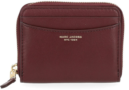 MARC JACOBS Rode Bordeaux Leren Rits Portemonnee Marc Jacobs , Red , Dames - ONE Size