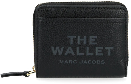 MARC JACOBS Zwarte Leren Mini Compact Portemonnee Marc Jacobs , Black , Dames - ONE Size