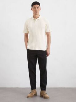 Marc O'Polo Knitted Poloshirt Ribstructuur Off White Off-White - XXL