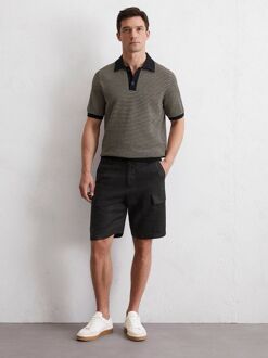 Marc O'Polo Knitted Poloshirt Strepen Zwart Beige - XL,XXL