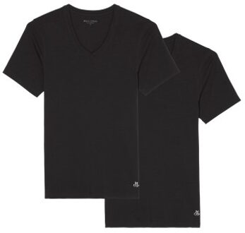 Marc O Polo Men V-Neck Shirts 2 stuks Zwart,Grijs,Wit,Blauw - Small,Medium,Large,X-Large,XX-Large