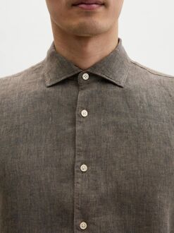 Marc O'Polo Overhemd Linnen Bruin - L,M,XL