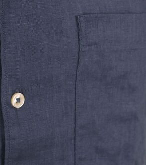 Marc O'Polo Overhemd Short Sleeves Linnen Navy Donkerblauw - L,M,XL,XXL