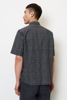 Marc O'Polo Overhemd Short Sleeves Print Navy Donkerblauw - M