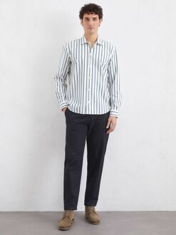 Marc O'Polo Overhemd Streep Blauw Off-White - XXL