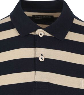 Marc O'Polo Poloshirt Lange Mouwen Strepen Navy Donkerblauw - M,L,XL