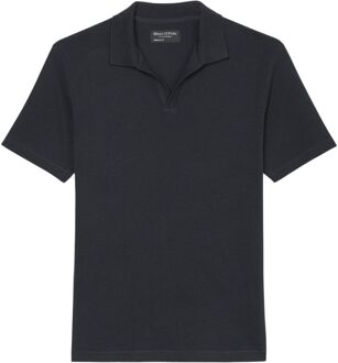 Marc O'Polo Regular Cotton Linen Mix Polo Heren navy