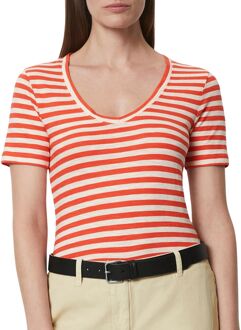 Marc O'Polo Striped V-neck Shirt Dames oranje - M