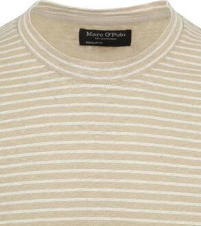 Marc O'Polo T-Shirt Linnen Streep Ecru Beige - L,M,XL