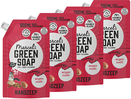 Marcel's Green Soap Handzeep Argan & Oudh Refill Stazak Multipack x4