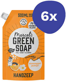 Marcel's Green Soap Handzeep Sinaasappel & Jasmijn Stazak 6x 500ml