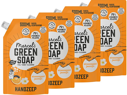 Marcel's Green Soap Handzeep Sinaasappel & Jasmijn Stazak Multipack x4