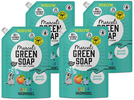 Marcel's Green Soap Kleur Wasmiddel Stazak Perzik & Jasmijn 4x 1L