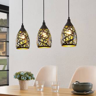 Marcello hanglamp, 75 cm, 3-lamps, zwart-goud zwart, goud