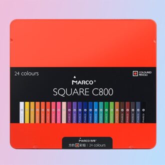 Marco 12/24 Kleuren Vierkante Body Trendy Pastel Kleur Potloden Olie Kleur Potlood Professionele Gekleurde Potloden Voor School C800 24kleuren Oily