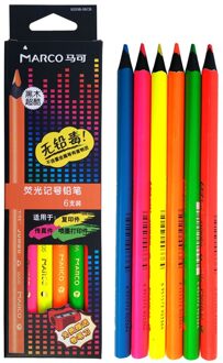 Marco Raffine 6Pcs Zwarte Houten Kleurpotloden Lapis De Colores Neon Metallic Potloden Voor Tekening Potlood Set Schoolbenodigdheden Neon Colours reeks