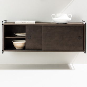 Marcus hangende houten wandkast walnoot - 122 x 35 cm Bruin