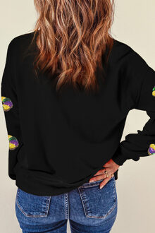 Mardi Gras Pailletten Pullover Trui Zwart