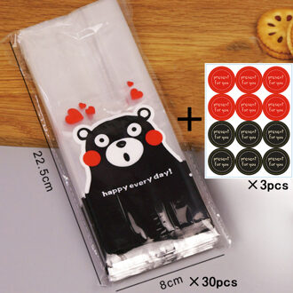 Marebell 30pcs Kerst Verpakking Zakken Voor Cookies Sticky Papier Cartoon Kerstman Partij kinderen Dag Biscuit Bakken Verpakking beer en sticker