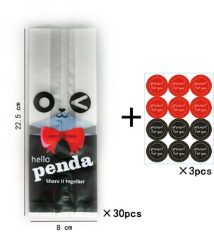 Marebell 30pcs Kerst Verpakking Zakken Voor Cookies Sticky Papier Cartoon Kerstman Partij kinderen Dag Biscuit Bakken Verpakking panda en sticker