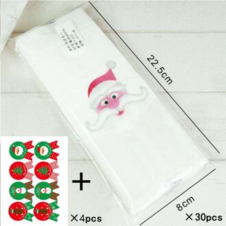 Marebell 30pcs Kerst Verpakking Zakken Voor Cookies Sticky Papier Cartoon Kerstman Partij kinderen Dag Biscuit Bakken Verpakking Santa en sticker