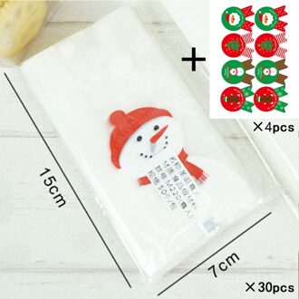 Marebell 30pcs Kerst Verpakking Zakken Voor Cookies Sticky Papier Cartoon Kerstman Partij kinderen Dag Biscuit Bakken Verpakking sneeuwman en sticker