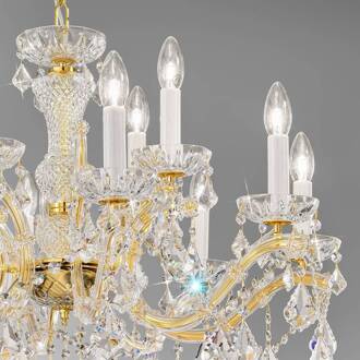 Maria Louise luster, goud 24 kt, 12-lamps helder, goud, wit
