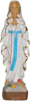 Maria Lourdes beeldje - biddend - 10 cm - polystone - religieuze beelden Wit