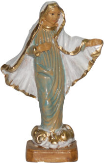 Maria Lourdes beeldje - biddend - 7 cm - polystone - religieuze beelden Wit