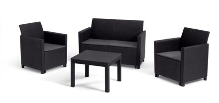 Marie Essential Loungeset + Orlando tafel - 4 personen - Antraciet Grijs