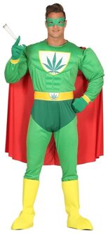 Marihuana man superheld verkleedkleding kostuum - voor heren - groen - carnaval