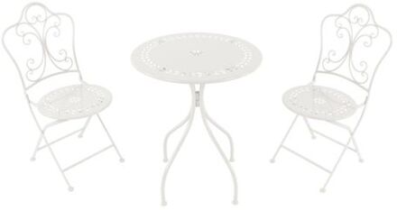 Marilou 3-delige Mozaïek Bistroset Romantisch Wit Bistro Set met tafel & 2 stoelen