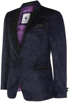 Marine fluwelen paisley blazer dinerjack voor heren Navy