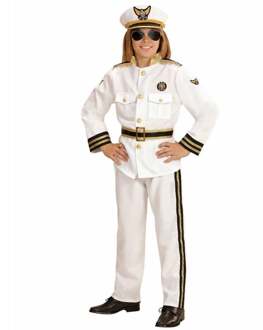 Marine Kapitein Kostuum Jongen Zwart, Wit - Transparant