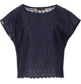 Marine Mouwloze Geborduurde Top Blauw/marineblauw - EU 42 / UK 14